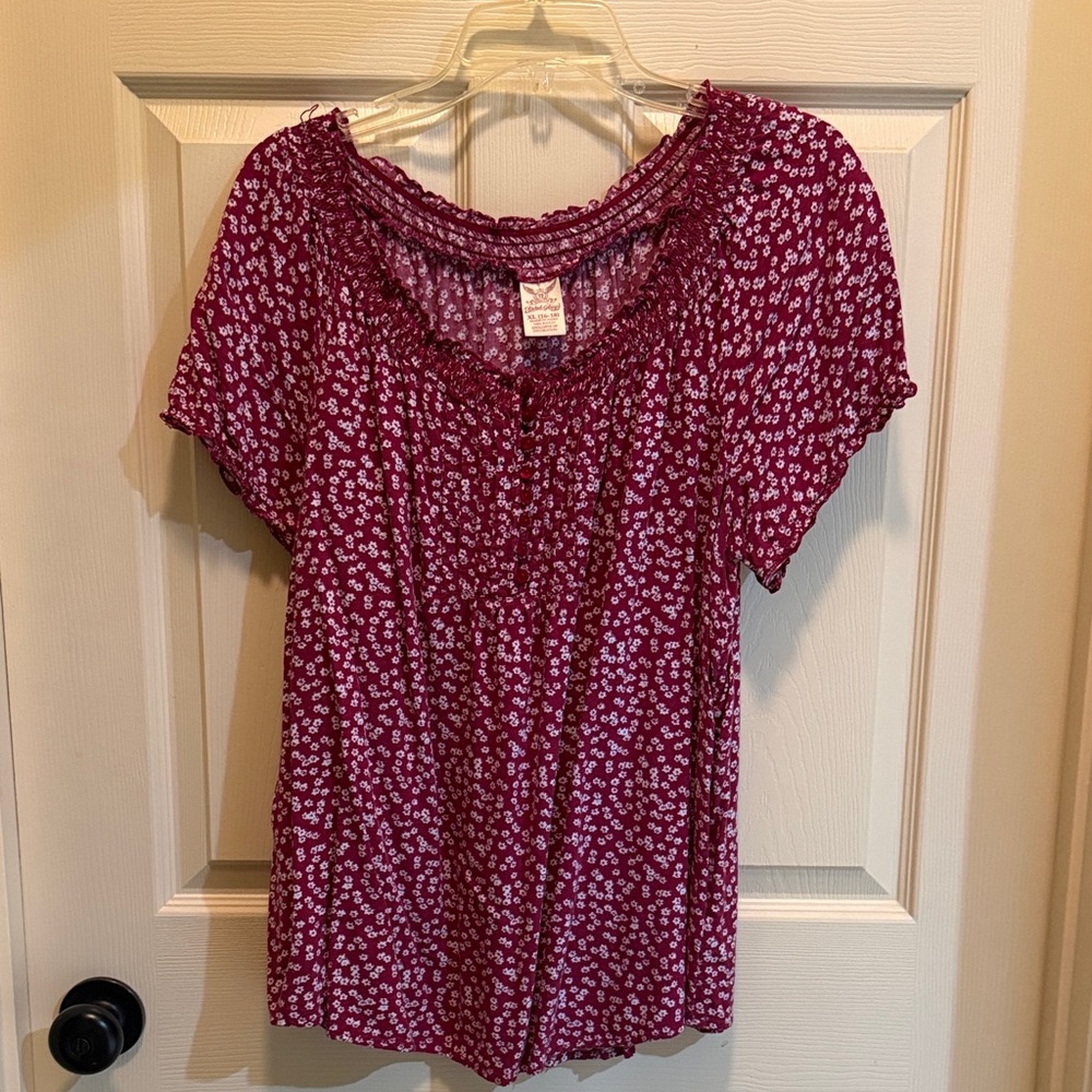 Floral Burgundy Women's Top